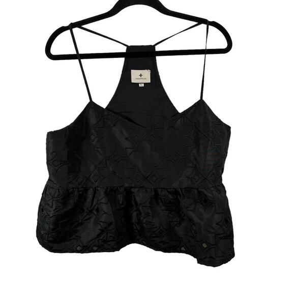 Tuckernuck Noir Nights Allie  Size XL Black V Neck Spaghetti Straps Peplum Hem2 - Picture 4 of 6